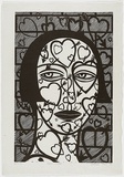 Artist: b'Klein, Deborah.' | Title: b'Heart tattoos' | Date: 1996 | Technique: b'linocut, printed in black ink, from one block'