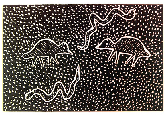 Artist: b'Petyarre, Wendy.' | Title: b'not titled [No.1]' | Date: 1990 | Technique: b'woodcut, printed in black ink, from one block'