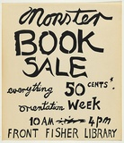 Artist: b'WORSTEAD, Paul' | Title: b'Monster Book Sale.' | Date: 1977 | Technique: b'screenprint, printed in black ink, from one stencil' | Copyright: b'This work appears on screen courtesy of the artist'
