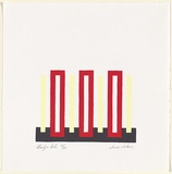 Artist: Vickers, Trevor. | Title: not titled [Red rectangles and yellow line on black base]. | Date: 2000 | Technique: screenprint, printed in colour, from multiple stencils