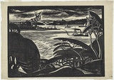 Artist: Perry, Adelaide. | Title: The Bridge, October 1929 | Date: 1930 | Technique: linocut, printed in black ink, from one block | Copyright: © Adelaide Perry