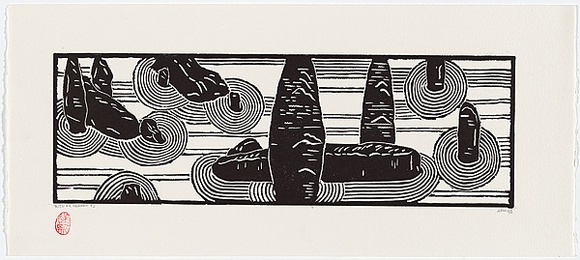 Artist: Gerard, Johannes C. | Title: The stones and lines of To-Jiin (Kyoto) [no. 7080] | Date: 1993 | Technique: linocut, printed in black ink, from one block