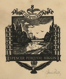 Artist: FEINT, Adrian | Title: Bookplate: Spencer Perceval Higgin. | Date: (1942) | Technique: wood-engraving, printed in black ink, from one block | Copyright: Courtesy the Estate of Adrian Feint