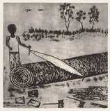 Artist: b'Nannup, Laurel.' | Title: b'First he would fell a tree' | Date: 2001 | Technique: b'etching and sugarlift, printed in black ink, from one plate' | Copyright: b'\xc2\xa9 Laurel Nannup'