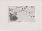 Artist: WALKER, Murray | Title: A stitch in time. | Date: 1979 | Technique: etching, printed in black ink, from one copper plate