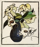 Artist: b'Kohlhagen, Lisette.' | Title: b'Trumpet lily.' | Date: c.1947 | Technique: b'linocut, printed in black ink, from one block; hand-coloured' | Copyright: b'\xc2\xa9 Lisette Kohlhagen. Licensed by VISCOPY, Australia'