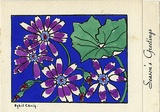 Artist: Craig, Sybil. | Title: Season's Greetings.. | Date: 1930s | Technique: linocut, printed in black ink, from one block; hand-coloured