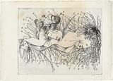 Artist: BOYD, Arthur | Title: Figure and ram's head in a cornfield. | Date: (1968-69) | Technique: etching and drypoint, printed in black ink, from one plate | Copyright: Reproduced with permission of Bundanon Trust