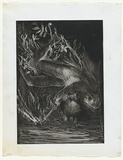 Artist: b'BOYD, Arthur' | Title: b'(Figure in foliage above stream).' | Date: 1973-74 | Technique: b'aquatint, printed in black ink, from one plate' | Copyright: b'Reproduced with permission of Bundanon Trust'