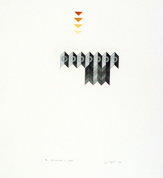 Artist: Taylor, James. | Title: Construction in a void | Date: 1971 | Technique: etching and aquatint, printed in colour