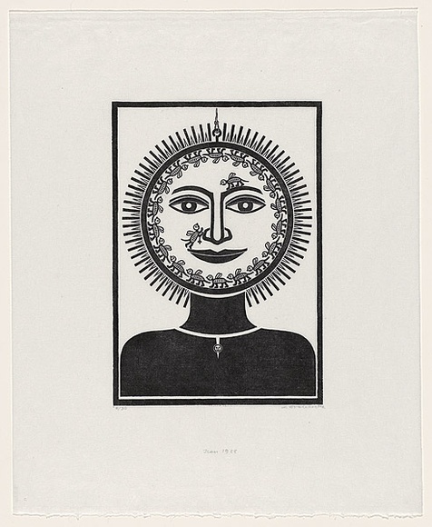 Artist: b'Groblicka, Lidia.' | Title: b'Icon' | Date: 1988 | Technique: b'woodcut, printed in black ink, from one block'