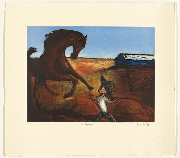 Artist: b'Shead, Garry.' | Title: b'The horsebreaker' | Date: 2005, June | Technique: b'etching, printed in six colours, from four plates' | Copyright: b'\xc2\xa9 Garry Shead'