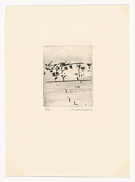 Artist: b'WILLIAMS, Fred' | Title: b'Hunter landscape' | Date: 1970 | Technique: b'etching, electric engraving and scraper, printed in black ink, from one Zinc plate' | Copyright: b'\xc2\xa9 Fred Williams Estate'