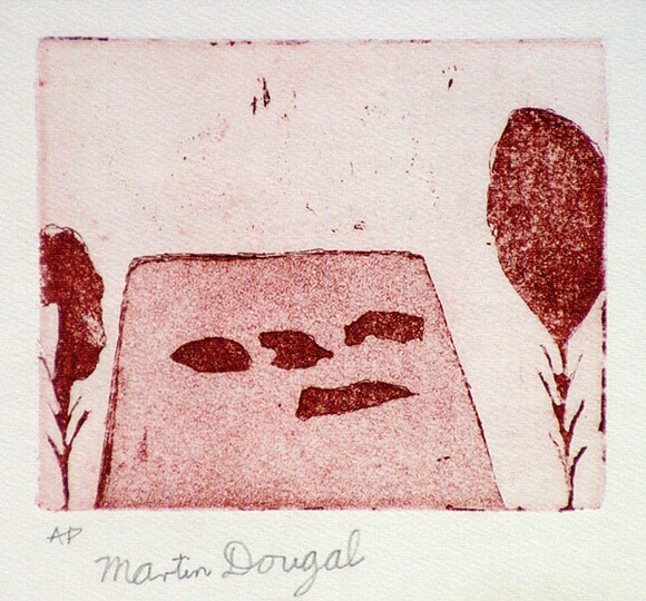 Artist: b'Dougal, Martin.' | Title: b'(Trees)' | Date: 1986 | Technique: b'etching and aquatint, printed in red ink, from one plate'