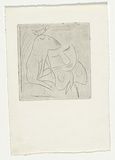 Artist: b'BOYD, Arthur' | Title: b'Head, dog, moth and quarter moon.' | Date: 1962-63 | Technique: b'drypoint, printed in black ink, from one plate' | Copyright: b'Reproduced with permission of Bundanon Trust'