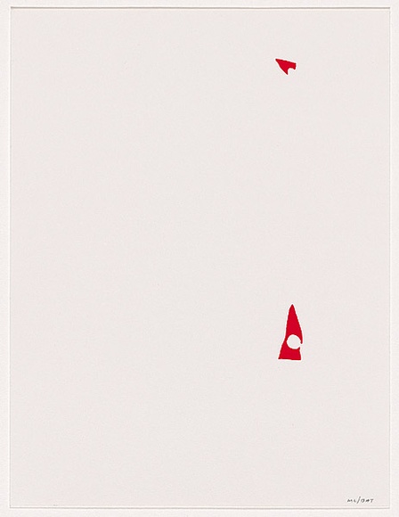 Artist: b'LEXIER, Micah' | Title: b'Untitled [White with red flecks]' | Date: 2005 | Technique: b'screenprint, printed in red ink, from one stencil'