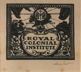 Artist: b'FEINT, Adrian' | Title: b'Bookplate: Royal Colonial Institute.' | Date: (1927) | Technique: b'wood-engraving, printed in black ink, from one block' | Copyright: b'Courtesy the Estate of Adrian Feint'