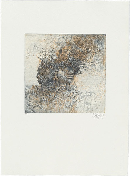 Title: b'Head overgrown' | Date: 1999 | Technique: b'etching and aquatint, printed in colour, from two plates'
