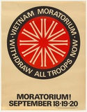 Artist: b'UNKNOWN' | Title: b'Vietnam moratorium' | Date: (1971) | Technique: b'offset-lithograph, printed in colour, from multiple plates'