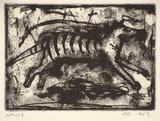 Artist: Daw, Robyn. | Title: not titled [leaping tiger] | Date: 1989, November | Technique: etching, printed in black ink, from one plate