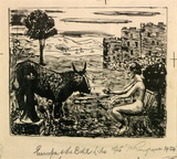 Artist: b'ROSENGRAVE, Harry' | Title: b'Europa and the bull' | Date: 1954 | Technique: b'lithograph, printed in black ink, from one stone'
