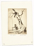 Artist: b'PLATT, Austin' | Title: b'Bookplate: Fire lighter' | Date: c.1946 | Technique: b'etching, printed in black ink, from one plate'