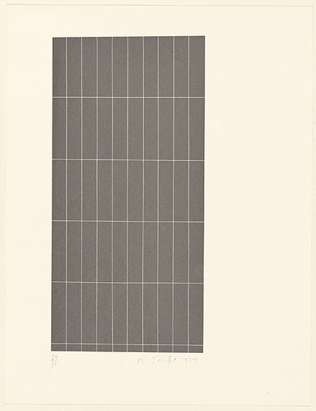 Artist: b'JACKS, Robert' | Title: b'Grey grid' | Date: 1974 | Technique: b'screenprint'