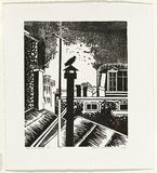 Artist: Thorpe, Lesbia. | Title: Roof top Montmartre | Date: 1993 | Technique: linocut, printed in black ink, from one block