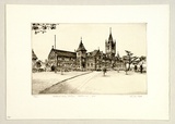 Artist: b'PLATT, Austin' | Title: b'Methodist Ladies College, Melbourne' | Date: 1934 | Technique: b'etching, printed in black ink, from one plate'