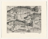 Artist: VIRGO, Anne | Title: Gone fishing | Date: 1999, November | Technique: etching; collaged addition of cotton and metal hooks