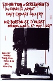 Artist: b'Arnot, Charles.' | Title: b'Exhibition poster: Screenprints by Charles Arnot, East End Art Gallery.' | Date: 1982 | Technique: b'screenprint, printed in colour, from multiple stencils; hand-coloured'