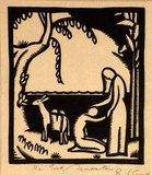 Artist: b'Wood, Rex.' | Title: b'The good samaritan.' | Date: c.1934 | Technique: b'linocut, printed in black ink, from one block'