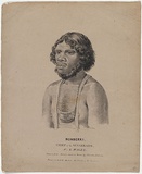 Artist: Rodius, Charles. | Title: Nunberri, Chief of the Nunnerahs, N. S. Wales. | Date: 1834 | Technique: lithograph, printed in black ink, from one stone; additions in gouache