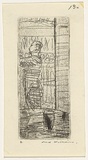 Artist: b'WILLIAMS, Fred' | Title: b'Barman' | Date: 1955-56 | Technique: b'etching, aquatint, engraving and drypoint, printed in black ink, from one zinc plate' | Copyright: b'\xc2\xa9 Fred Williams Estate'