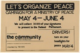 Artist: Community for Human Development. | Title: Let's organize peace. | Date: c.1984 | Technique: screenprint, printed in black ink, from one stencil