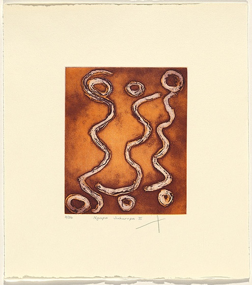 Artist: b'ROBERTSON, Shorty JANGALA' | Title: b'ngapa jukurrpa ll' | Date: 2003 | Technique: b'etching, on one zinc plate'