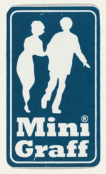 Title: b'Mini Graff sticker [Joe and Josephine]' | Date: 2010 | Technique: b'screenprint, printed in teal ink, from one stencil'