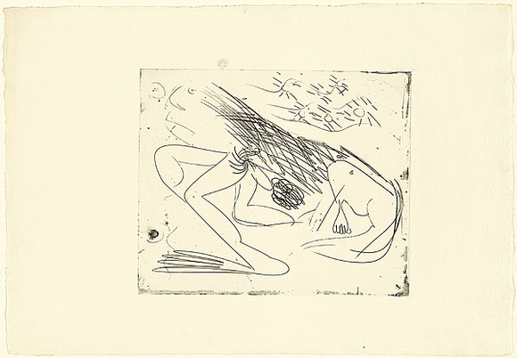 Artist: b'BOYD, Arthur' | Title: b'Running Nebuchadnezzar with suns.' | Date: (1968-69) | Technique: b'etching and aquatint, printed in black ink, from one plate' | Copyright: b'Reproduced with permission of Bundanon Trust'