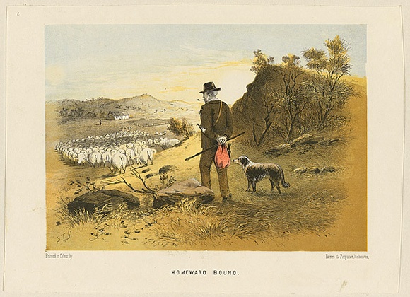 Title: b'Homeward bound' | Date: 1865 | Technique: b'lithograph, printed in colour, from multiple stones'