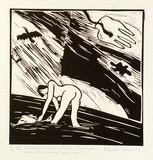 Artist: b'Wallace-Crabbe, Robin.' | Title: b'not titled [IV habituation of Venus ... avec blinded head-hand].' | Date: 1980 | Technique: b'linocut, printed in black ink, from one block' | Copyright: b'\xc2\xa9 Robin Wallace-Crabbe, Licensed by VISCOPY, Australia'