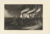 Artist: Vickers, Rose. | Title: Dark satanic mills - near Singleton | Date: 1990 | Technique: etching and aquatint, printed in black ink, from one plate