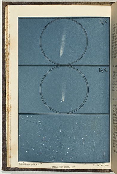 Title: bDonati's Comet [fig X to XI]. | Date: 1859 | Technique: b'lithograph, printed in colour, from multiple stones'