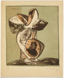 Artist: SELLBACH, Udo | Title: (Jug of leaves) | Date: 1954 | Technique: lithograph, printed in colour, from three stones [or plates]