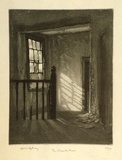 Artist: b'LINDSAY, Lionel' | Title: b'The deserted house, Creswick' | Date: 1923 | Technique: b'aquatint and etching, printed in black ink, from one plate' | Copyright: b'Courtesy of the National Library of Australia'