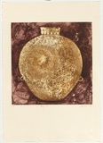 Artist: THOM, Mary | Title: Mortuary urn | Date: 1990 | Technique: etching, sugarlift and aquatint, printed in burgandy and yellow ochre inks, from one plate