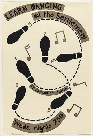 Title: b'Learn Dancing at the Settlement' | Date: 1980 | Technique: b'screenprint, printed in colour, from two stencils' | Copyright: b'This work appears on screen courtesy of the artist'