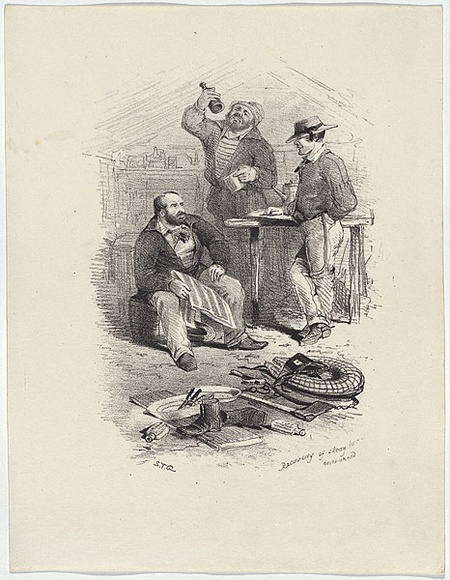 Artist: b'GILL, S.T.' | Title: b'Recovery of stray horses announced.' | Date: 1852 | Technique: b'lithograph, printed in black ink, from one stone'