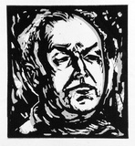 Artist: b'Taylor, John H.' | Title: b'Harry Rosengrave [1].' | Date: 1973 | Technique: b'linocut, printed in black and grey  ink, from two blocks'