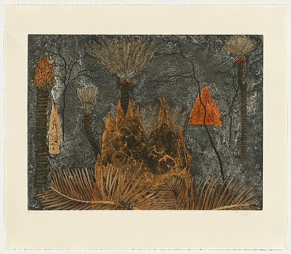Title: b'Cycads - Ngathu' | Date: 2010 | Technique: b'etching, printed in colour, from six plates'