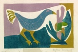Artist: Brash, Barbara. | Title: (Bird and plant). | Date: c.1955 | Technique: linocut, printed in colour, from four blocks